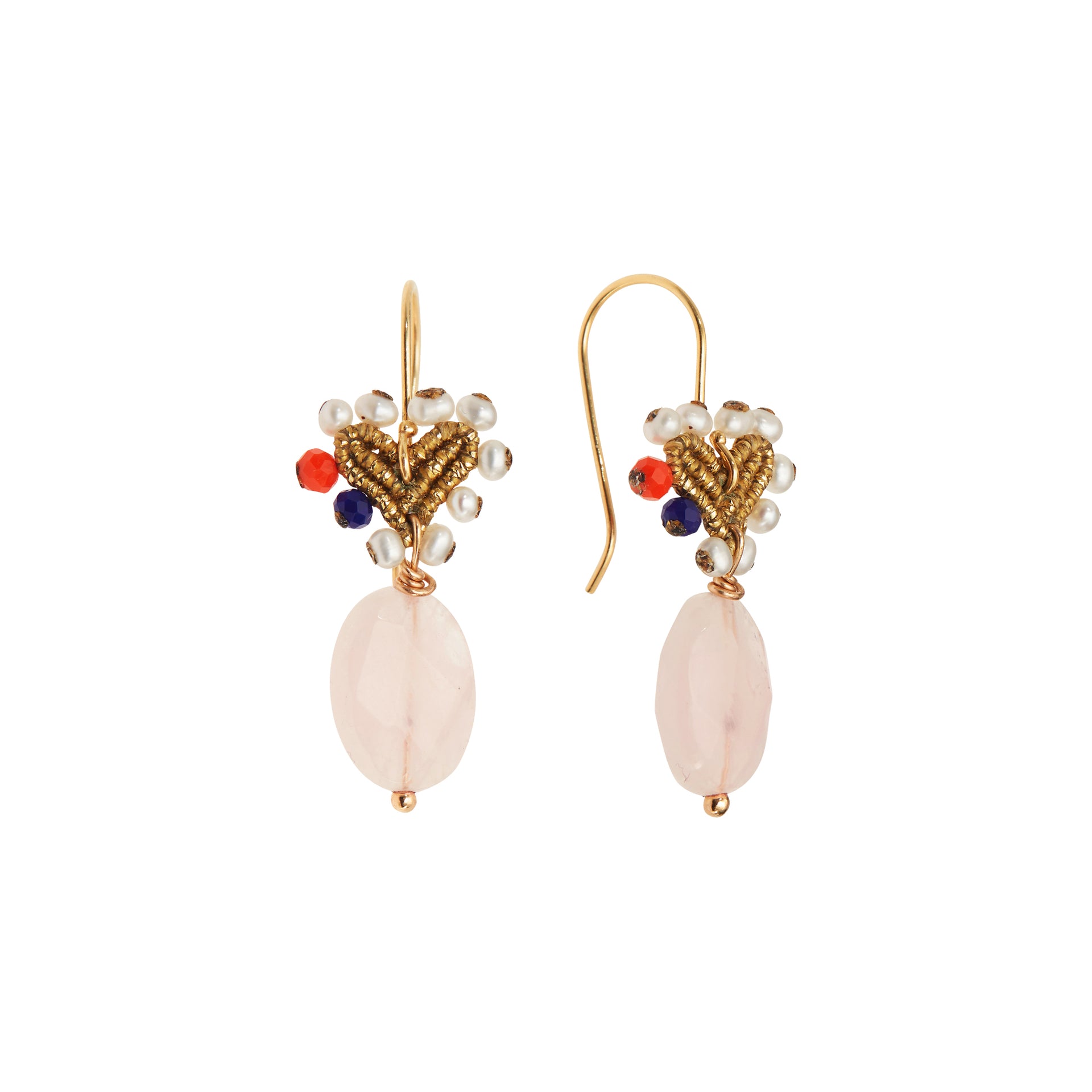 Amore Mio Colorful & Pink Quartz  Earrings