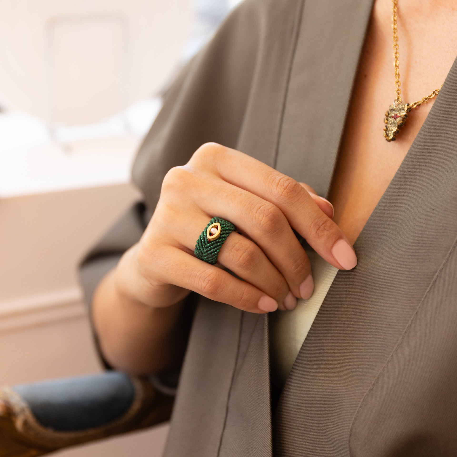 Anatolia Eye Ring Green(with pearl)