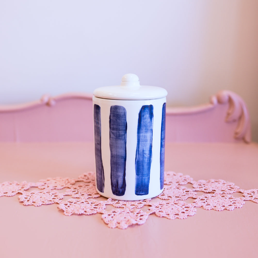 Blue Stripes Sugar Bowl