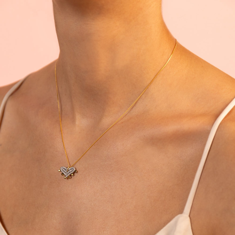 Love Macrame Necklace With Hematite Silver