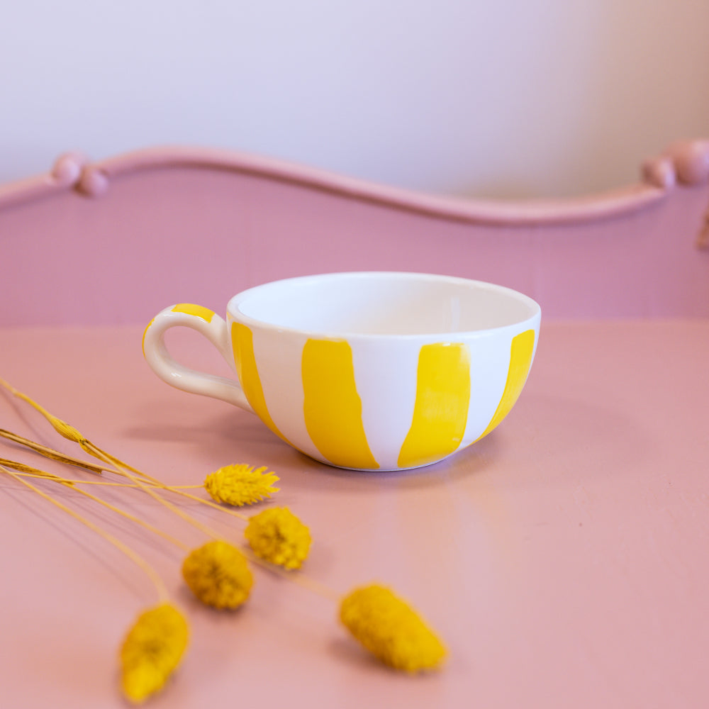 Yellow Stripes Tea Cup