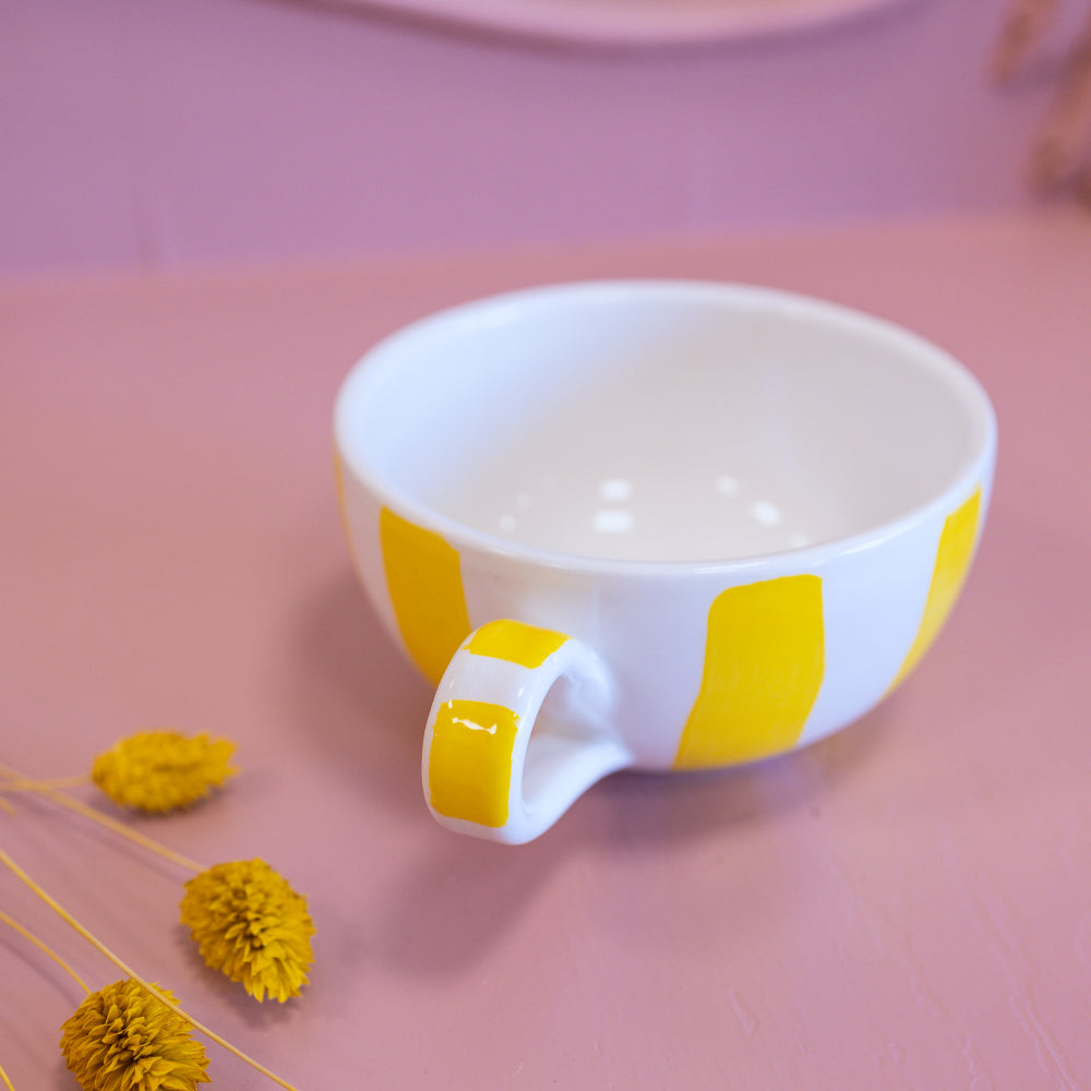 Yellow Stripes Tea Cup