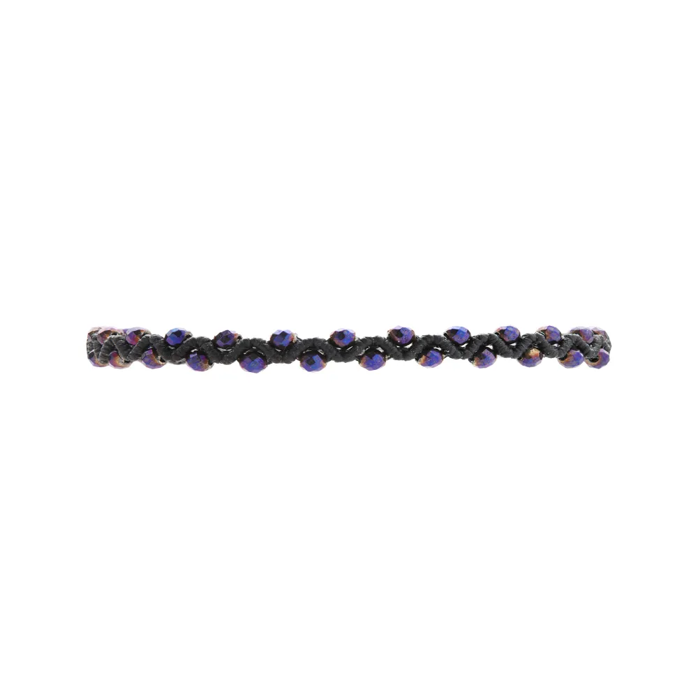 Black Zig Zag Bracelet with purple hematites
