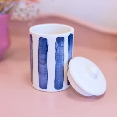 Blue stripes sugar bowl