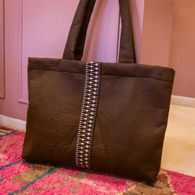 Eco Leather Shopper Bag(dark brown)