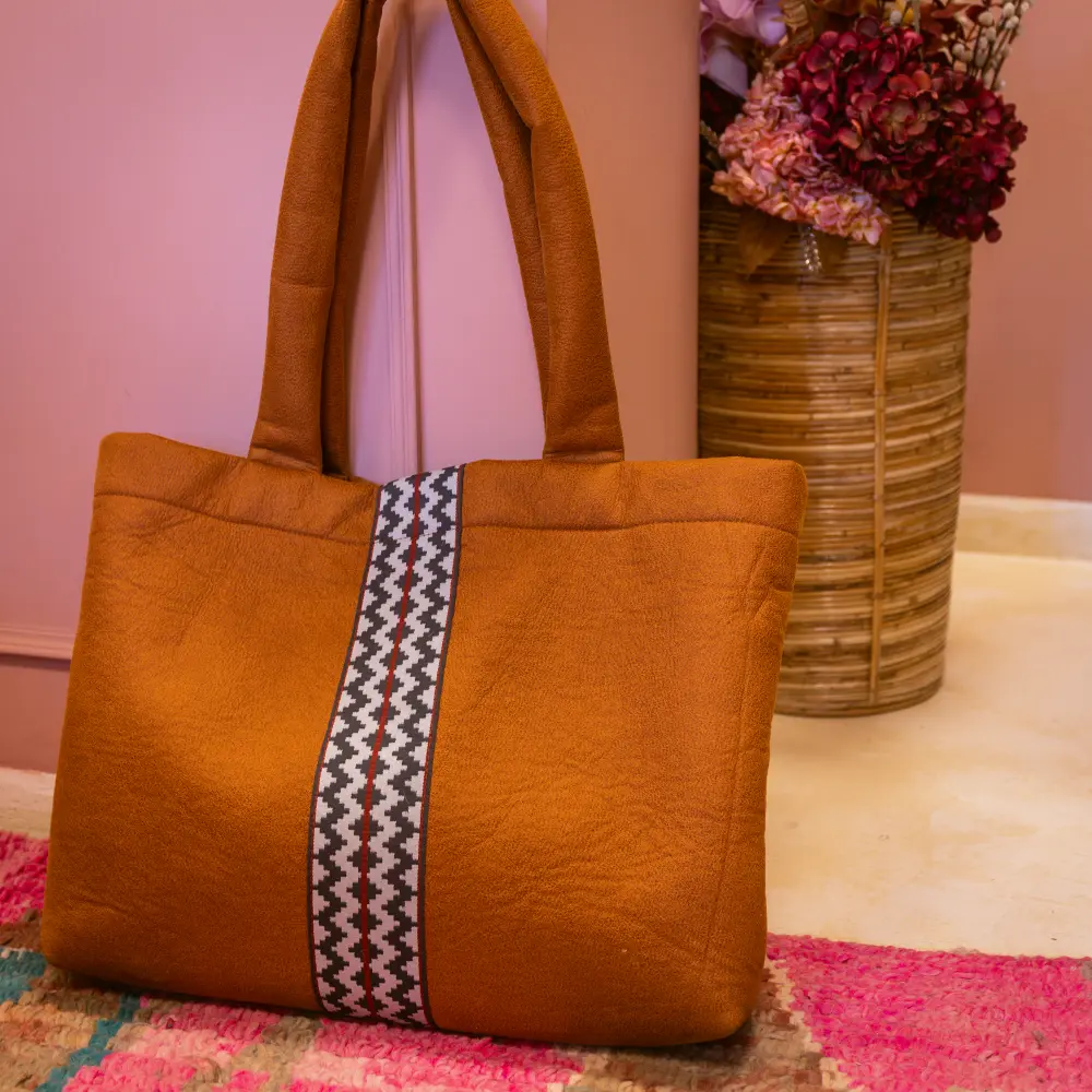 Eco Leather Shopper Bag(camel)