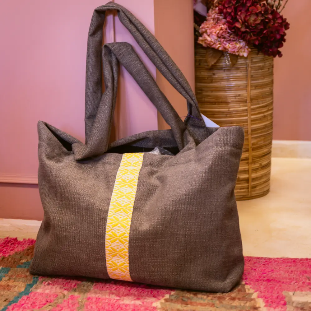 Handmade Cotton Waterproof Shopper Bag(grey)